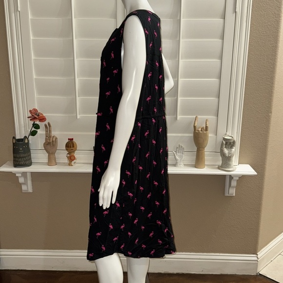 Torrid Mini Challis Zip-Front Shirt Dress Black Flamingo - Picture 6 of 12
